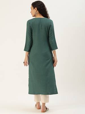 Minora Rayon Firozi Embroidered Kurta Sets & Trousers  4