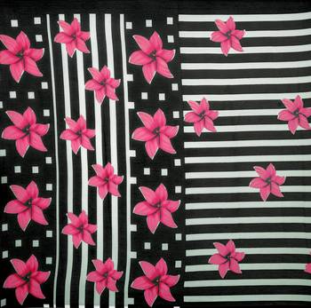 Pink printed chiffon saree with blouse 5