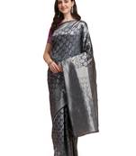 Silver woven banarasi silk saree with blouse