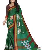 Green embroidered silk saree with blouse
