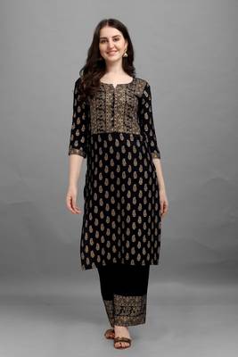 Black printed rayon ethnic-kurtis 1