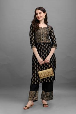 Black printed rayon ethnic-kurtis 3