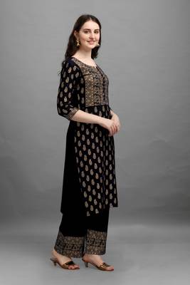 Black printed rayon ethnic-kurtis 4