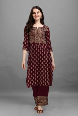 Wine printed rayon ethnic-kurtis 3