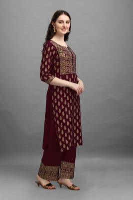 Wine printed rayon ethnic-kurtis 4