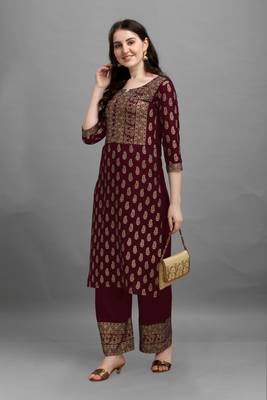 Wine printed rayon ethnic-kurtis 5