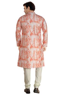 Orange tie dye embroidered viscose kurta-pajama 3