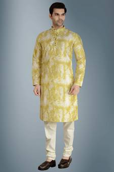 lime tie dye embroidered viscose kurta-pajama