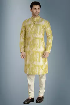 lime tie dye embroidered viscose kurta-pajama