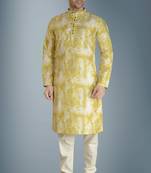lime tie dye embroidered viscose kurta-pajama
