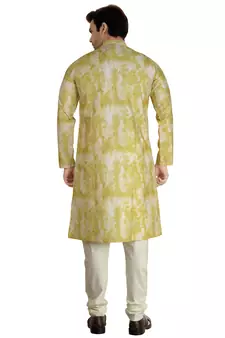 lime tie dye embroidered viscose kurta-pajama