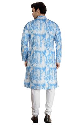 Blue tie dye embroidered viscose kurta-pajama 2