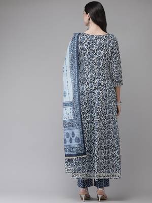 Blue printed cotton ethnic-kurtis 3