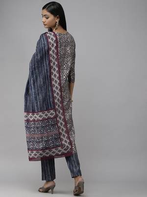 Blue printed cotton silk ethnic-kurtis 3