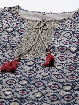 Blue printed cotton silk ethnic-kurtis 4