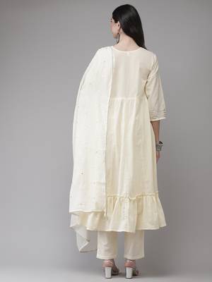 Cream embroidered cotton ethnic-kurtis 3
