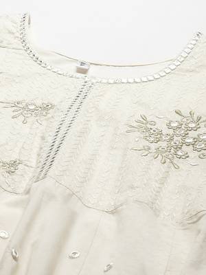 Cream embroidered cotton ethnic-kurtis 4