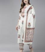 White printed cotton ethnic-kurtis