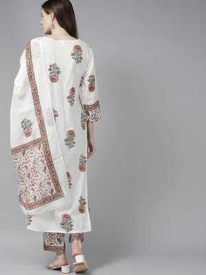 White printed cotton ethnic-kurtis 3