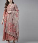 Red printed cotton ethnic-kurtis