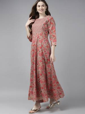 Red printed cotton ethnic-kurtis 2
