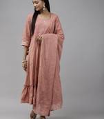 Pink embroidered cotton ethnic-kurtis