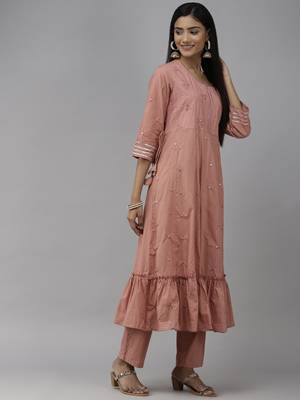 Pink embroidered cotton ethnic-kurtis 2