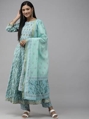 Blue printed cotton ethnic-kurtis 1