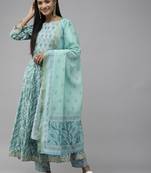 Blue printed cotton ethnic-kurtis
