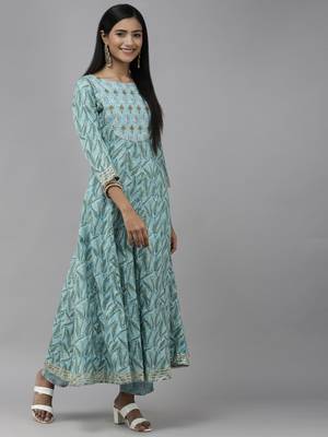 Blue printed cotton ethnic-kurtis 2