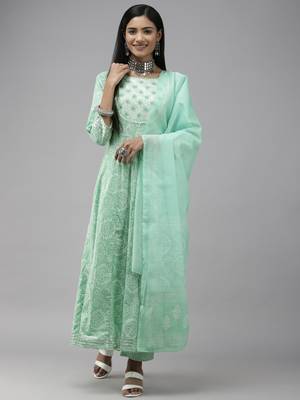 Green printed cotton ethnic-kurtis 1