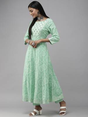 Green printed cotton ethnic-kurtis 2