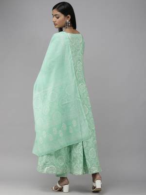 Green printed cotton ethnic-kurtis 3