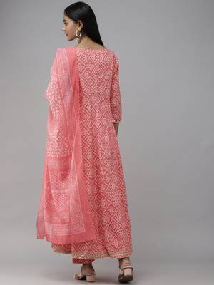Peach printed cotton ethnic-kurtis 3