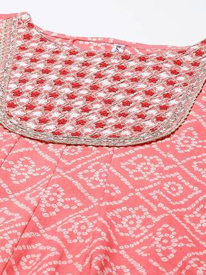 Peach printed cotton ethnic-kurtis 4