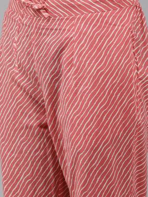 Peach printed cotton ethnic-kurtis 5