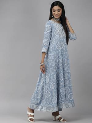 Blue printed cotton ethnic-kurtis 2