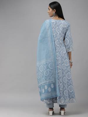 Blue printed cotton ethnic-kurtis 3
