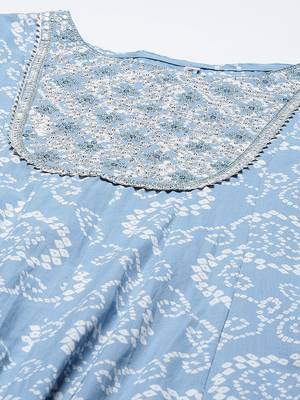 Blue printed cotton ethnic-kurtis 4