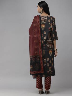Black printed cotton silk ethnic-kurtis 3