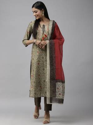 Green printed cotton silk ethnic-kurtis 1