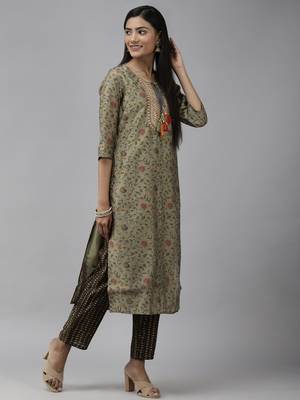Green printed cotton silk ethnic-kurtis 2