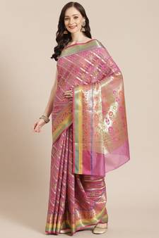 purple silk blend woven   saree with  blouse