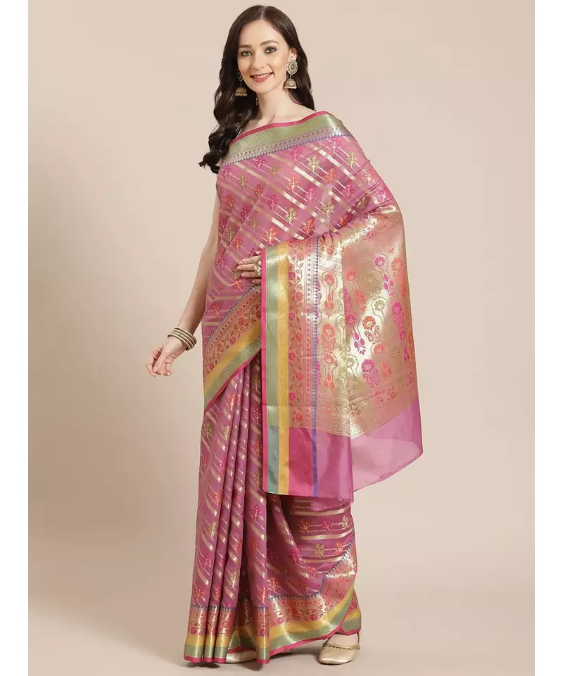 purple silk blend woven   saree with  blouse