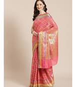 pink silk blend woven   saree with  blouse