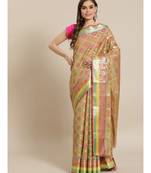 beige silk blend woven   saree with  blouse