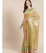beige silk blend woven   saree with  blouse