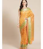 mustard silk blend woven   saree with  blouse