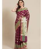 brown silk blend woven   saree with  blouse
