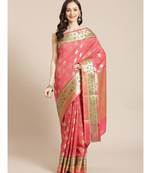 pink silk blend woven   saree with  blouse
